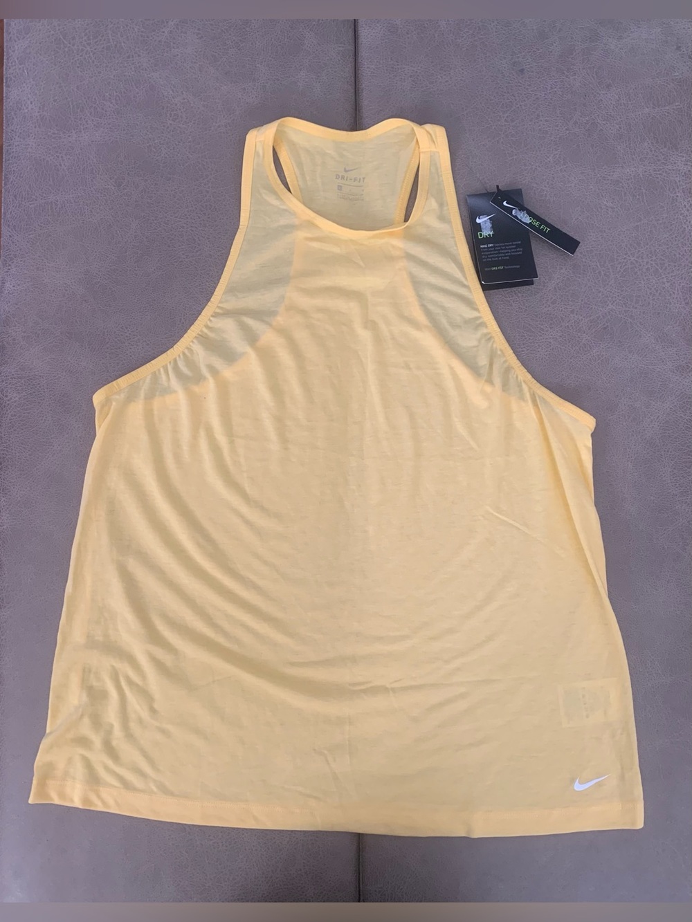 Nike Dri-FIT Women’s Yellow Training Racerback Loose Fit Tank Top NEW Size L
